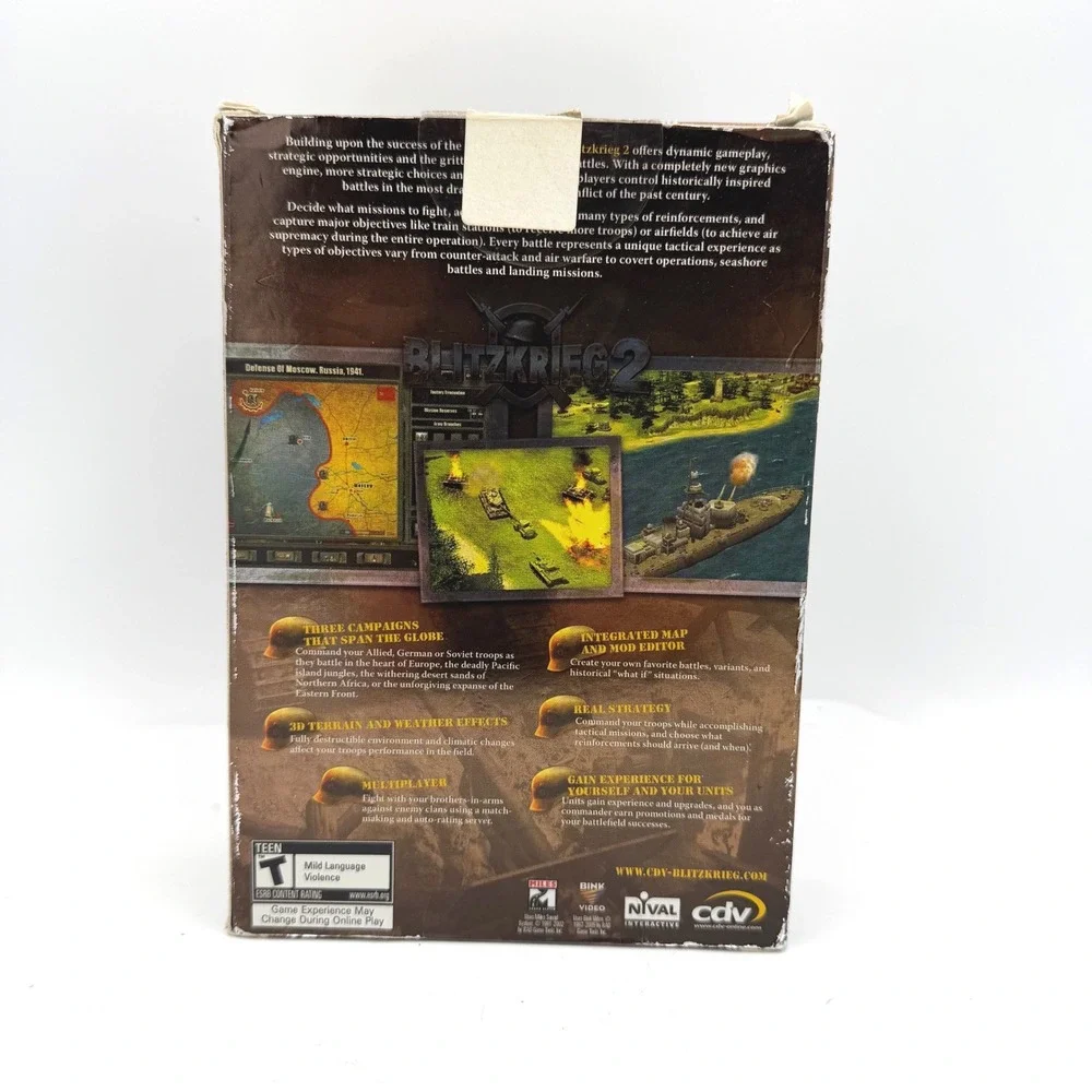 CDV Blitzkrieg 2 PC Game PC CD-ROM Brown WWII Real-Time Strategy Big Box 4-Disc